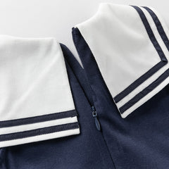 Dave&Bella Girls Summer Navy Blue Formal Naval Collar Dress
