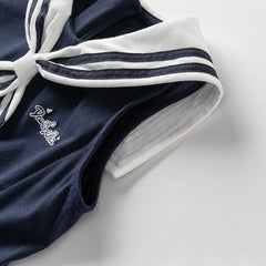 Dave&Bella Girls Summer Navy Blue Formal Naval Collar Dress