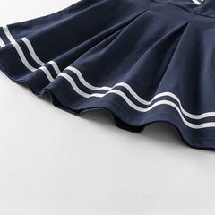 Dave&Bella Girls Summer Navy Blue Formal Naval Collar Dress