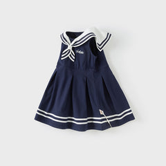 Dave&Bella Girls Summer Navy Blue Formal Naval Collar Dress
