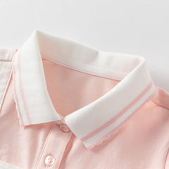 Dave&Bella Girls Summer Cartoon Print Pink Polo Dress