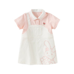 Dave&Bella Girls Summer Cartoon Print Pink Polo Dress