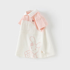 Dave&Bella Girls Summer Cartoon Print Pink Polo Dress