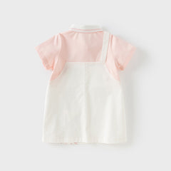 Dave&Bella Girls Summer Cartoon Print Pink Polo Dress