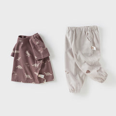 Dave&Bella Toddler Boys Summer Cute Print Daily T-shirt Pants Set