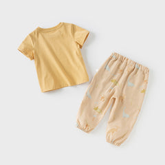 Dave&Bella Toddler Boys Summer Cute Print Daily T-shirt Pants Set