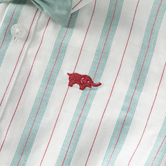 Dave&Bella Toddler Boys Summer Green Striped Shirt Cotton Shorts Sets