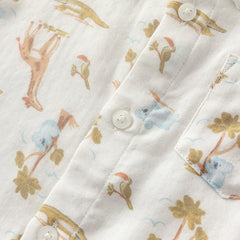 Dave&Bella Toddler Boys Summer Playful Print Casual Shirts Tops