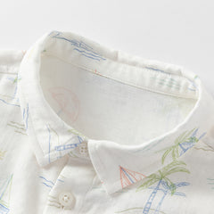 Dave&Bella Toddler Boys Summer Playful Print Casual Shirts Tops