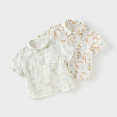 Dave&Bella Toddler Boys Summer Playful Print Casual Shirts Tops