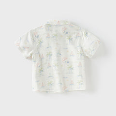 Dave&Bella Toddler Boys Summer Playful Print Casual Shirts Tops