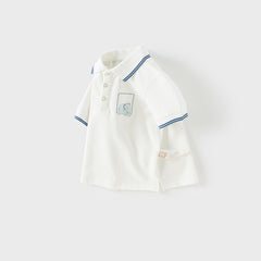 Dave&Bella Toddler Boys Summer College Formal Cotton Beige Polo T-shirts
