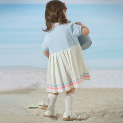 Dave&Bella Girls Summer Formal Polo Collar Blue Dress