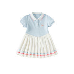 Dave&Bella Girls Summer Formal Polo Collar Blue Dress