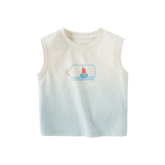 Dave&Bella Toddler Boys Summer Bule Breathable Cotton Sleeveless Tank Tops