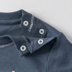 Dave&Bella Toddler Boys Summer White/Dark Blue Casual T-shirt Tops