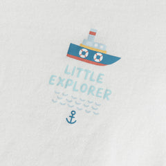 Dave&Bella Toddler Boys Summer White/Dark Blue Casual T-shirt Tops