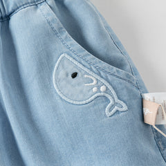 Dave&Bella Toddler Boys Summer Light Blue Casual Adjustable-waistband Jeans