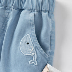 Dave&Bella Toddler Boys Summer Light Blue Casual Adjustable-waistband Jeans