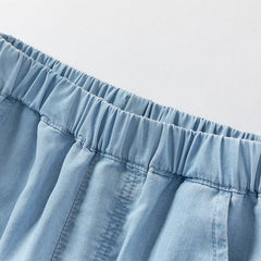 Dave&Bella Toddler Boys Summer Light Blue Casual Adjustable-waistband Jeans