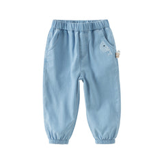 Dave&Bella Toddler Boys Summer Light Blue Casual Adjustable-waistband Jeans