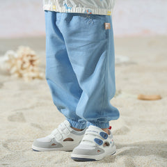 Dave&Bella Toddler Boys Summer Light Blue Casual Adjustable-waistband Jeans