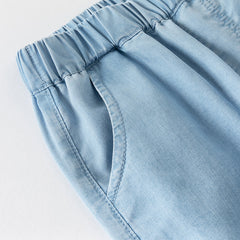 Dave&Bella Toddler Boys Summer Light Blue Casual Adjustable-waistband Jeans