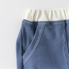 Dave&Bella Toddler Boys Summer Grey Blue Soft Mid-Length Shorts