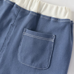 Dave&Bella Toddler Boys Summer Grey Blue Soft Mid-Length Shorts