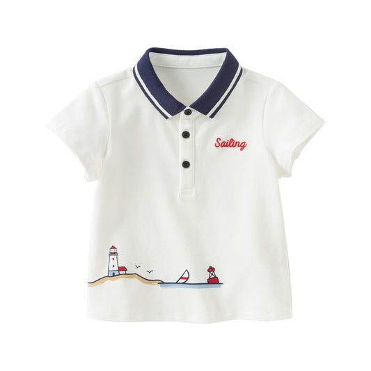 Dave&Bella Toddler Boys Summer Cotton White Polo T-shirts