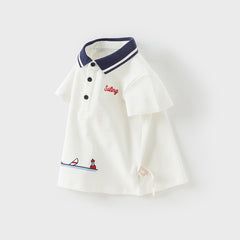 Dave&Bella Toddler Boys Summer Cotton White Polo T-shirts