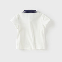 Dave&Bella Toddler Boys Summer Cotton White Polo T-shirts