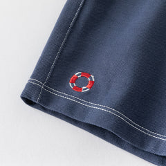 Dave&Bella Toddler Boys Summer Formal Cotton Polos Navy Blue Short Pant Sets