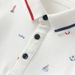 Dave&Bella Toddler Boys Summer Formal Cotton Polos Navy Blue Short Pant Sets