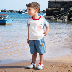 Dave&Bella Toddler Boys Summer White Cotton Soft Casual T-shirts