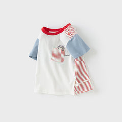 Dave&Bella Toddler Boys Summer White Cotton Soft Casual T-shirts