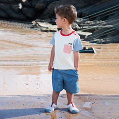 Dave&Bella Toddler Boys Summer White Cotton Soft Casual T-shirts