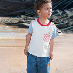 Dave&Bella Toddler Boys Summer White Cotton Soft Casual T-shirts