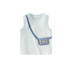 Dave&Bella Toddler Boys Summer Cotton Cartoon Print Tank Tops