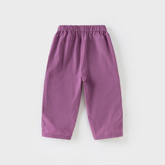Dave&Bella Kids Boys Summer Versatile Khaki/Purple Loose Lightweight Pants