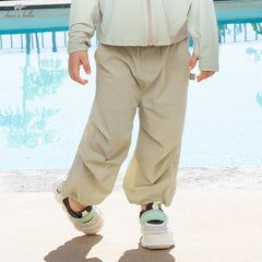 Dave&Bella Kids Boys Summer Versatile Khaki/Purple Loose Lightweight Pants