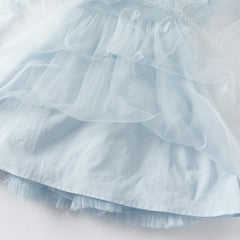 Dave&Bella Toddler Girls Summer Elegant Blue Butterfly Mesh Sleeveless Dress