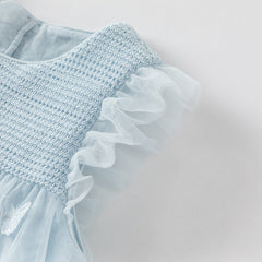 Dave&Bella Toddler Girls Summer Elegant Blue Butterfly Mesh Sleeveless Dress