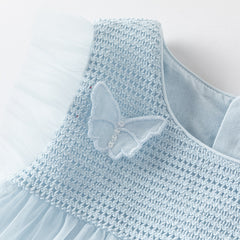 Dave&Bella Girls Summer Blue Butterfly Mesh Sleeveless Dress