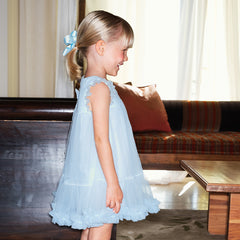 Dave&Bella Toddler Girls Summer Elegant Blue Butterfly Mesh Sleeveless Dress