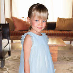 Dave&Bella Girls Summer Blue Butterfly Mesh Sleeveless Dress