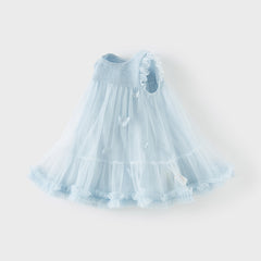 Dave&Bella Toddler Girls Summer Elegant Blue Butterfly Mesh Sleeveless Dress