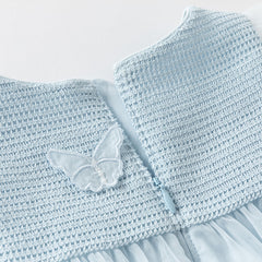 Dave&Bella Toddler Girls Summer Elegant Blue Butterfly Mesh Sleeveless Dress