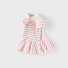 Dave&Bella Girls Summer Cotton Striped Polo Dress