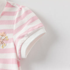 Dave&Bella Girls Summer Cotton Striped Polo Dress